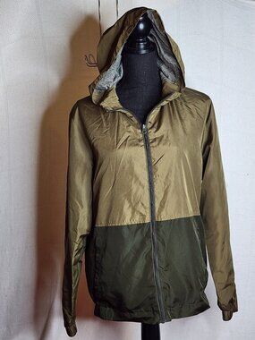 Mossimo Supply Co. Olive Army Green Water Resistant Poly Cotton Hooded Jacket S